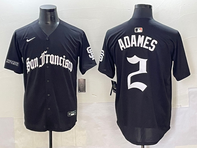 Men 2025 San Francisco Giants #2 Adames Black Five generations Joint Name Nike MLB Jersey style 3->san francisco giants->MLB Jersey